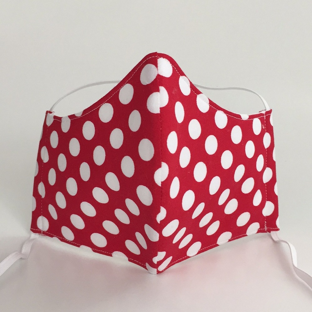 Red White Polka Dot Handmade Fabric Face Mask